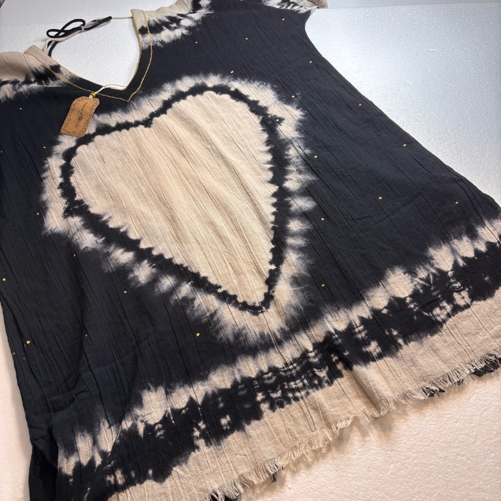 Natural Life Sayulita Kaftan Dress Bohemian Tie Dye Heart Beach Cotton One Size - Picture 10 of 13